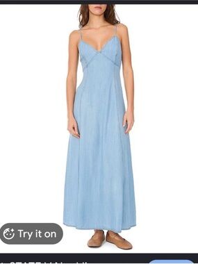 1. State Light Blue Maxi Slip Dress with V-Neck